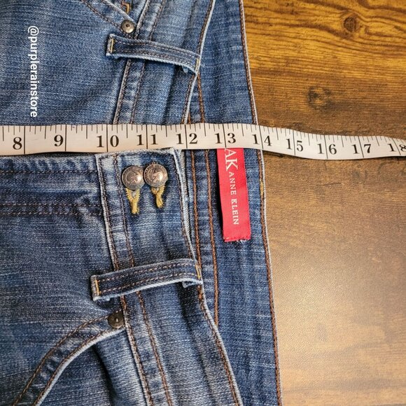 Anne Klein Jeans Sz 16 High Rise Bootcut Button Flap Medium Wash Stretch Denim - Picture 10 of 13